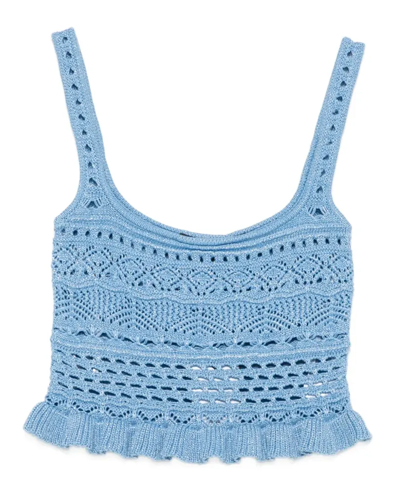 Retrofête crochet ruffled top - Blau Blau