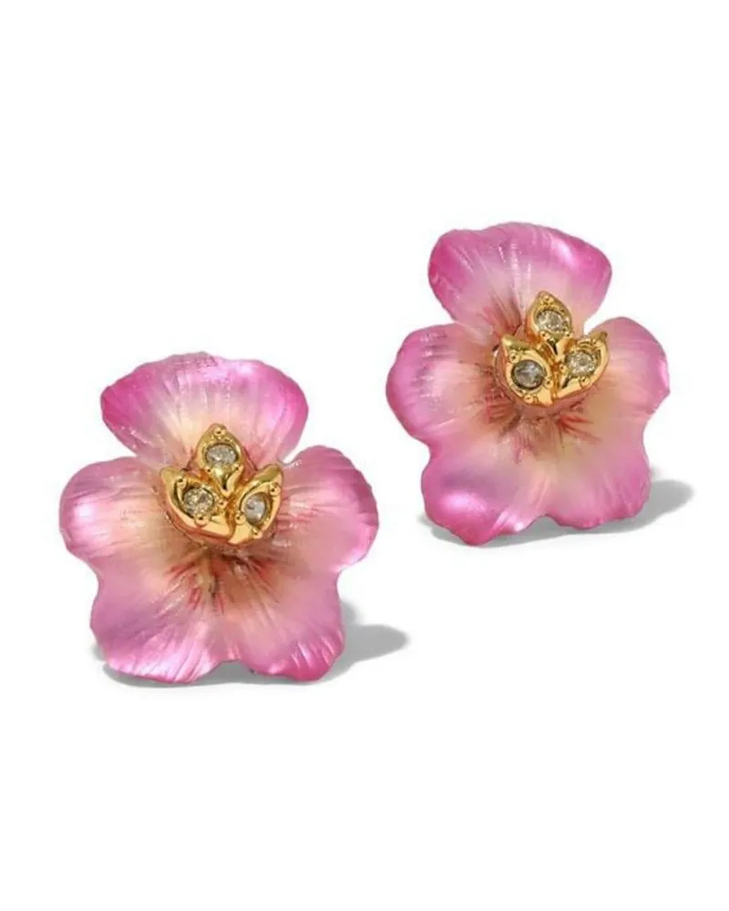 Alexis Bittar Handbemalte Pansy Ohrringe Rosa