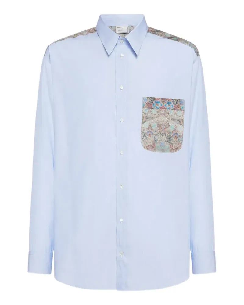 Pierre-Louis Mascia printed-panel chest-pocket shirt - Blau Blau