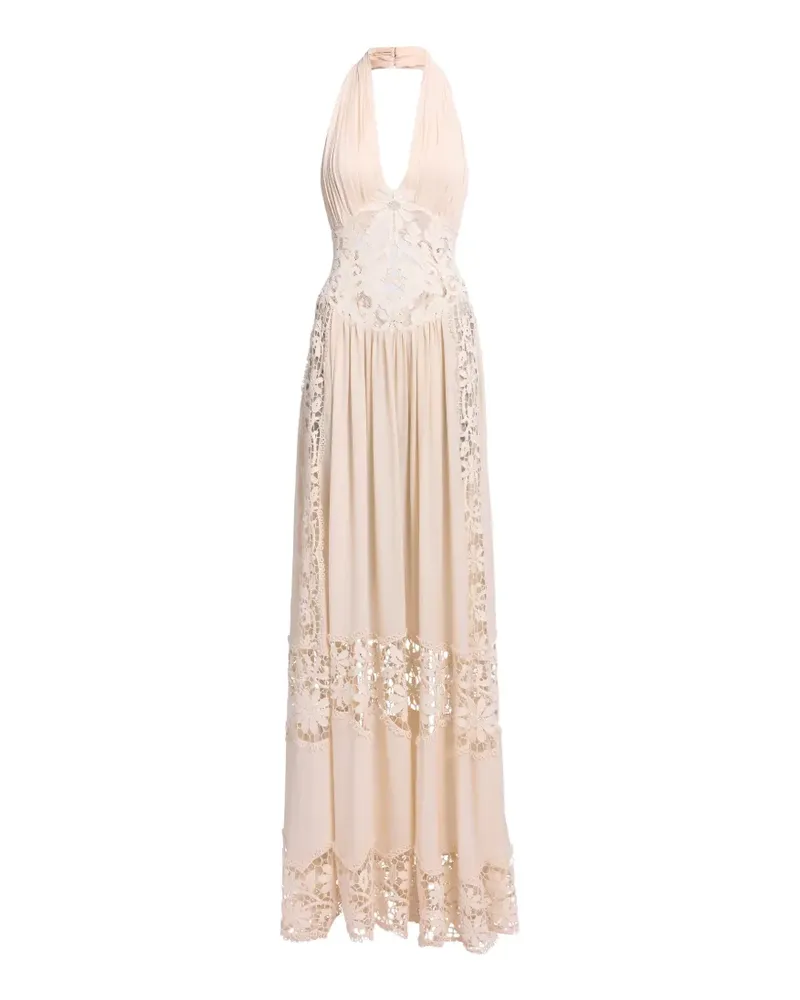 Elie Saab Maxikleid mit Makramee-Einsatz - Nude Nude