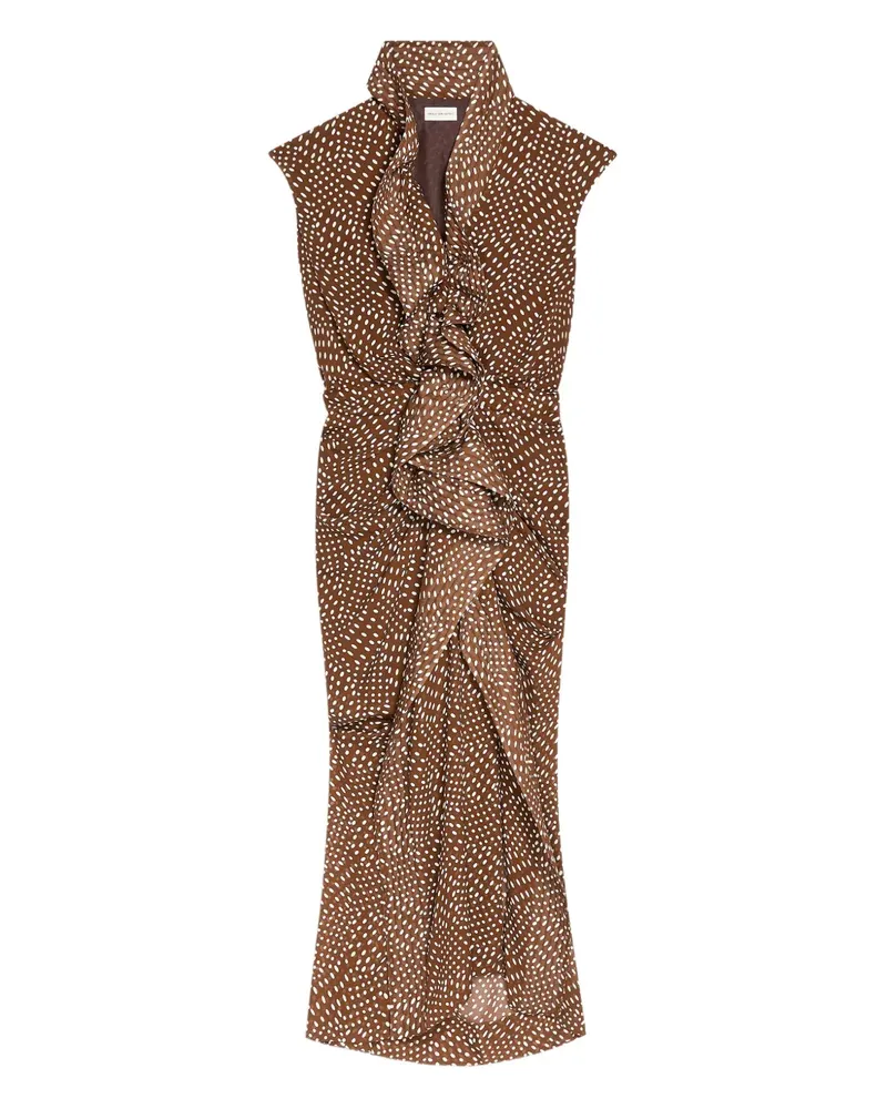 Dries van Noten Gerüschtes Davylo Midikleid - Braun Braun
