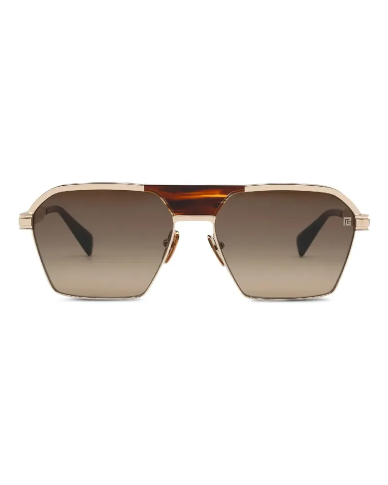 Balmain Sonnenbrille mit geometrischem Gestell - Braun Braun