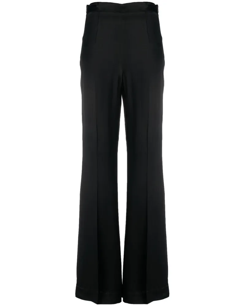 Twin-Set Weite Hose aus Satin - Schwarz Schwarz