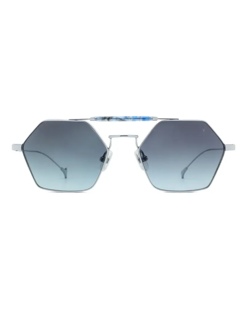 Eyepetizer Geometrische Havana Sonnenbrille aus Titan - Silber Silber