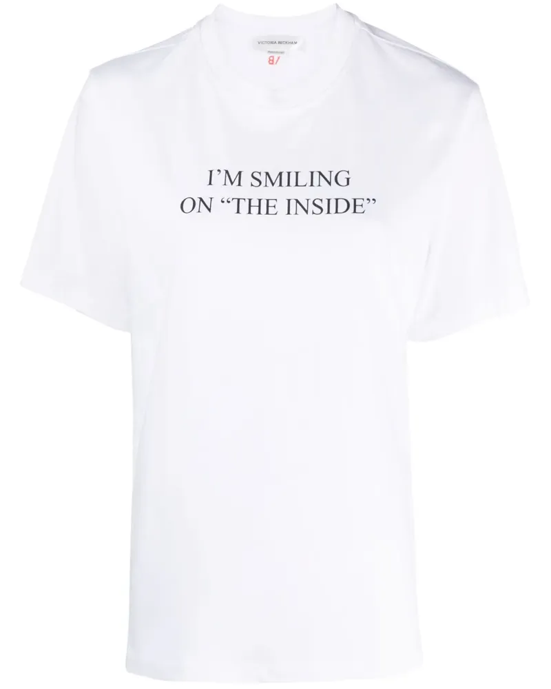 Victoria Beckham T-Shirt mit "I'm Smiling on the Inside"-Print - Weiß Weiß