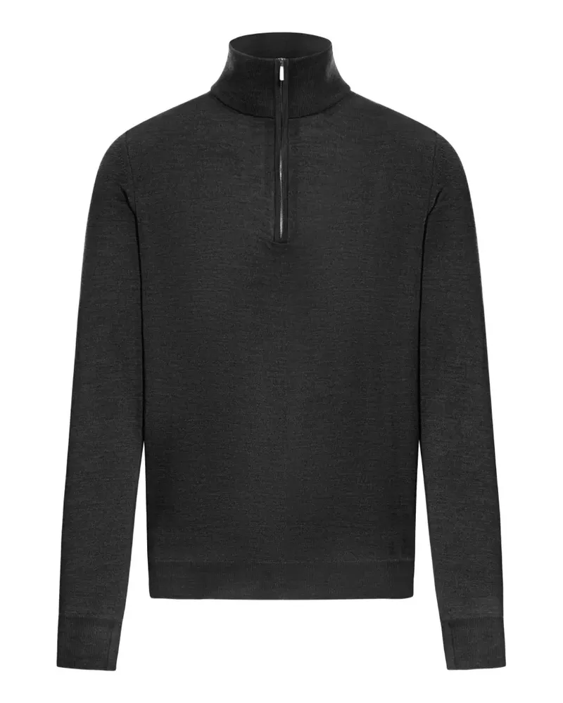 Zanone Rollkragenpullover mit kurzem Reißverschluss - Schwarz Schwarz