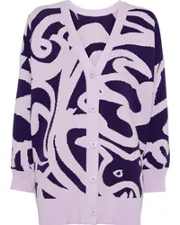 Issey Miyake intarsia-knit V-neck cardigan Violett