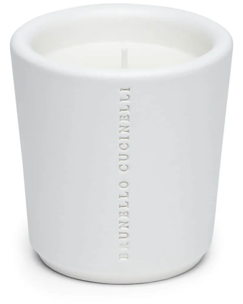 Brunello Cucinelli Kerze mit Logo-Prägung Weiß