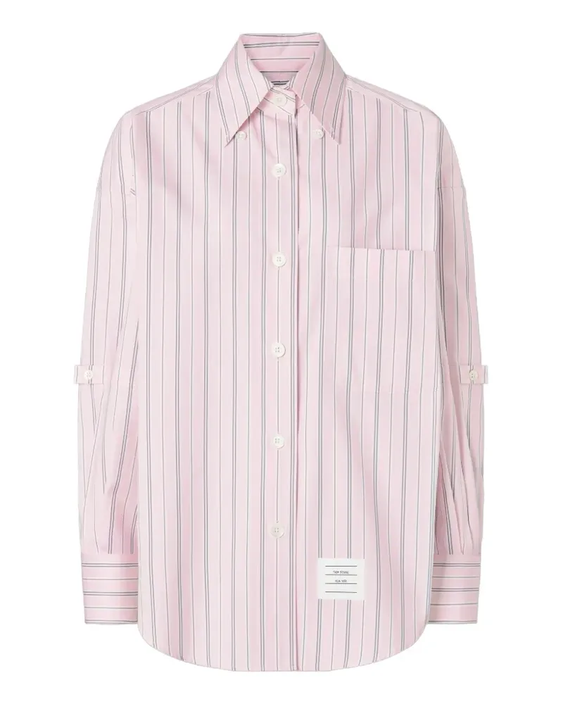 Thom Browne Gestreiftes Popeline-Hemd - Rosa Rosa