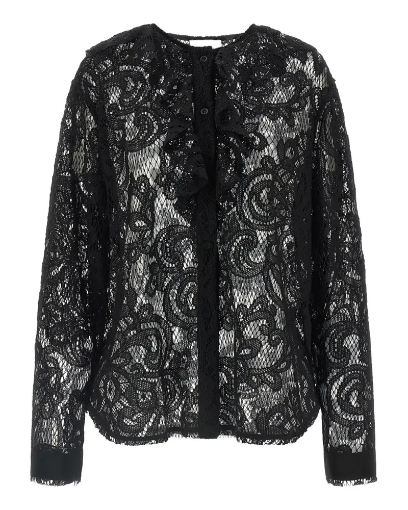 NUDE ruffled floral-lace shirt - Schwarz Schwarz