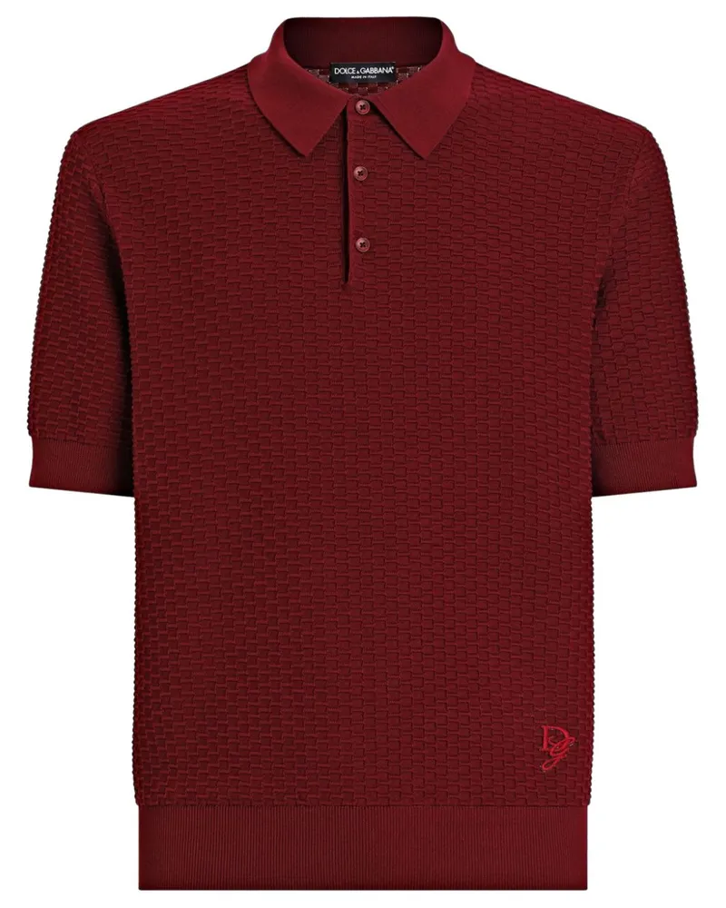 Dolce & Gabbana Gestricktes Poloshirt - Rot Rot