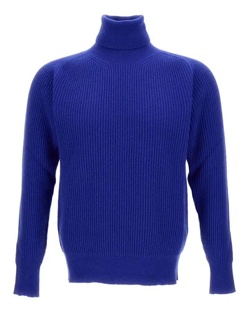 Customer Lovers Gerippter Rollkragenpullover - Blau Blau