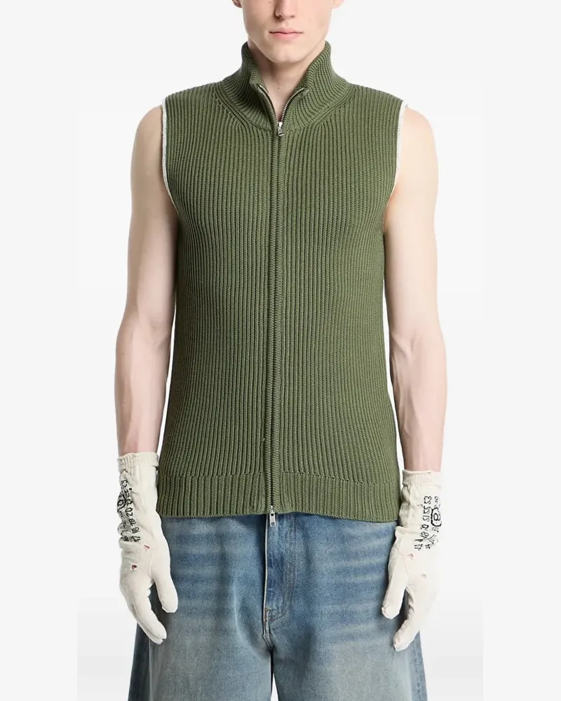 Maison Margiela ribbed-knit zip-up gilet - Grün Grün