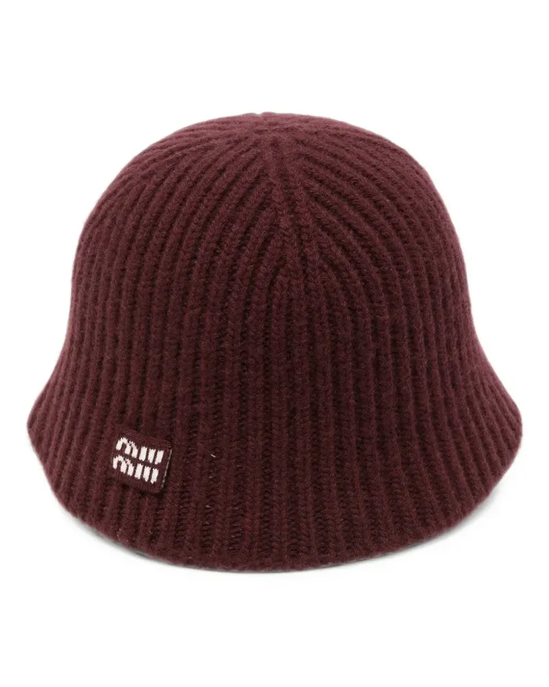 Miu Miu ribbed-knit beanie hat - Rot Rot
