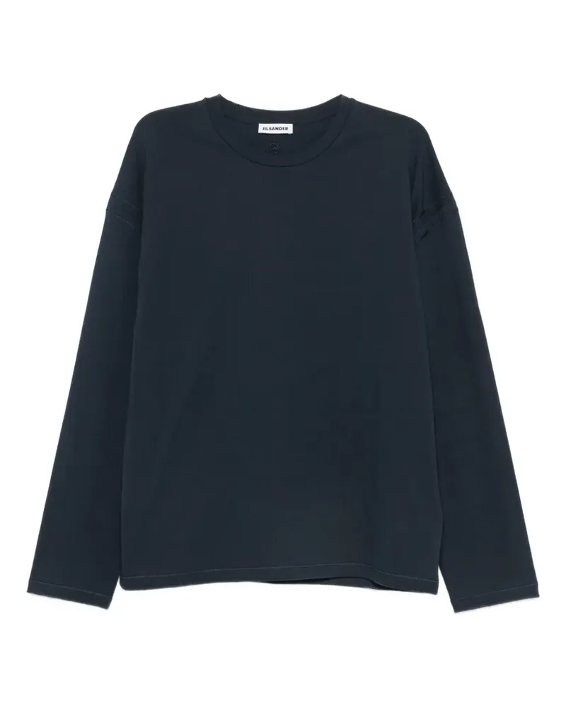 Jil Sander Langarmshirt mit Logo-Stickerei - Blau Blau