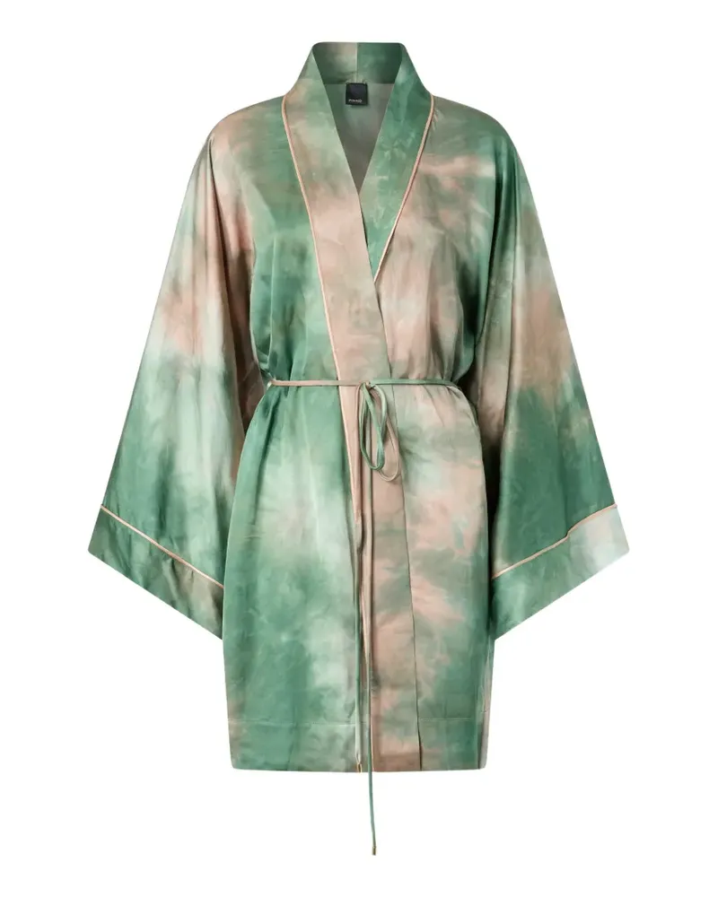 Pinko Kimono aus Satin mit Farbverlauf und Gürtel - Grün Grün