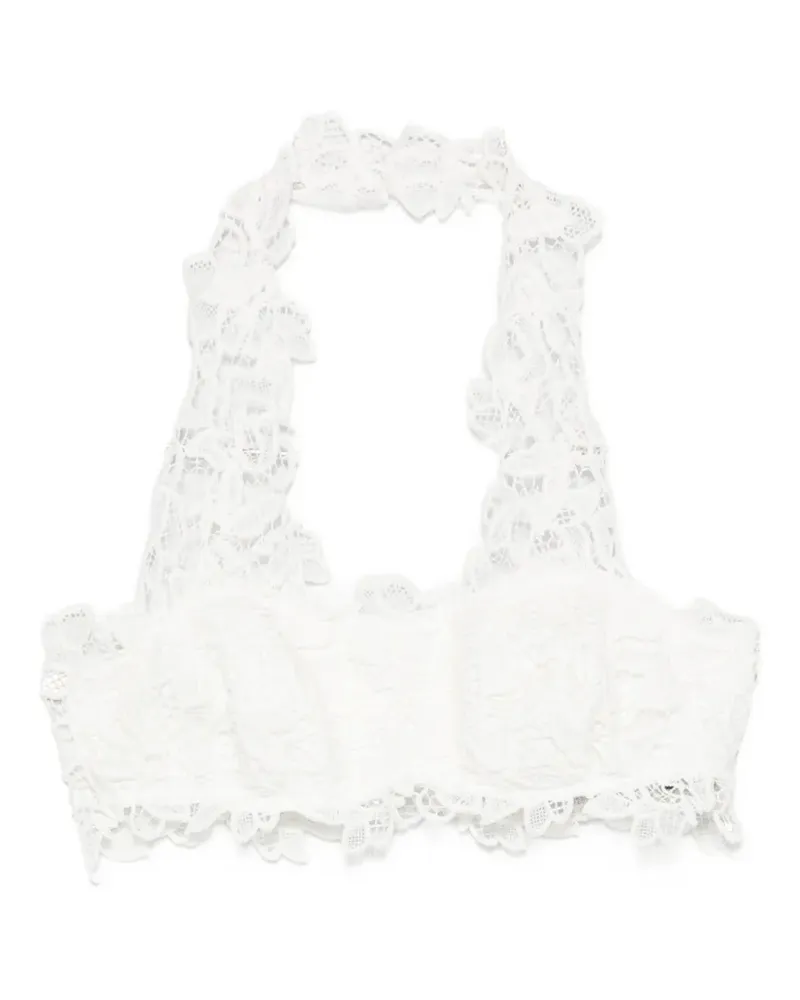 Ermanno Scervino lace-trim halterneck top - Weiß Weiß
