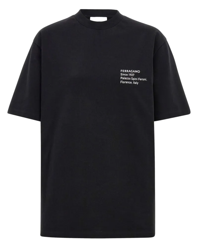 Ferragamo T-Shirt mit Logo-Print Schwarz