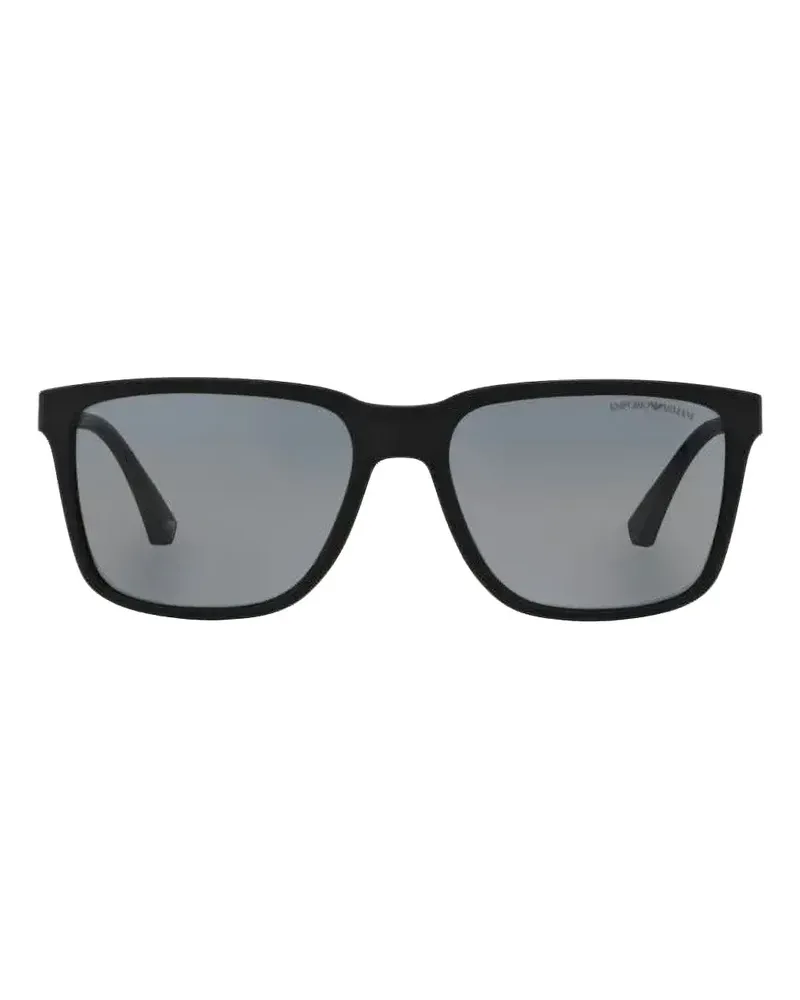 Emporio Armani Sonnenbrille mit eckigem Gestell - Schwarz Schwarz