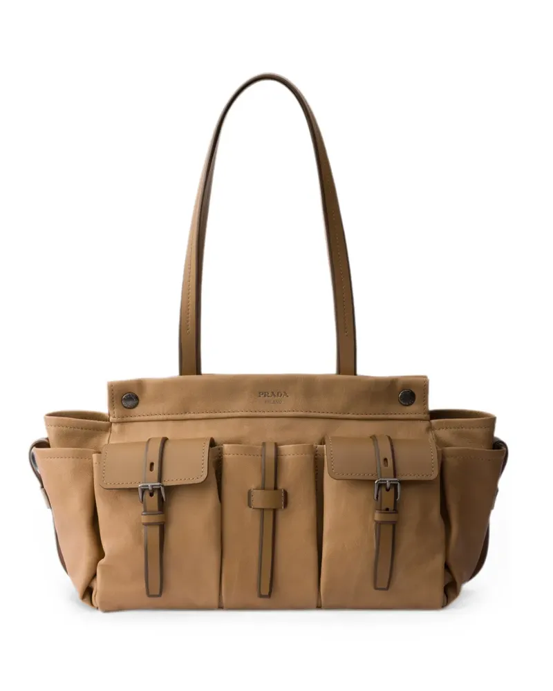Prada Große Route Tote Bag - Nude Nude