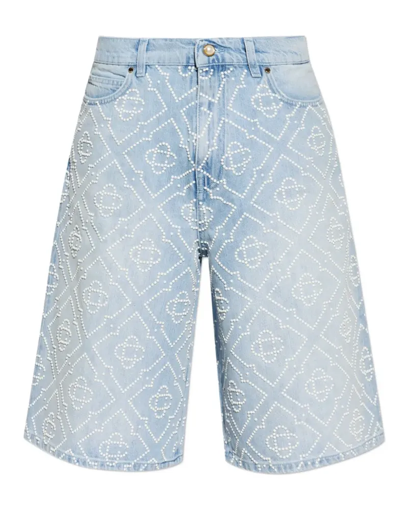 Casablanca Paris Jeans-Shorts mit Monogramm-Perlen - Blau Blau