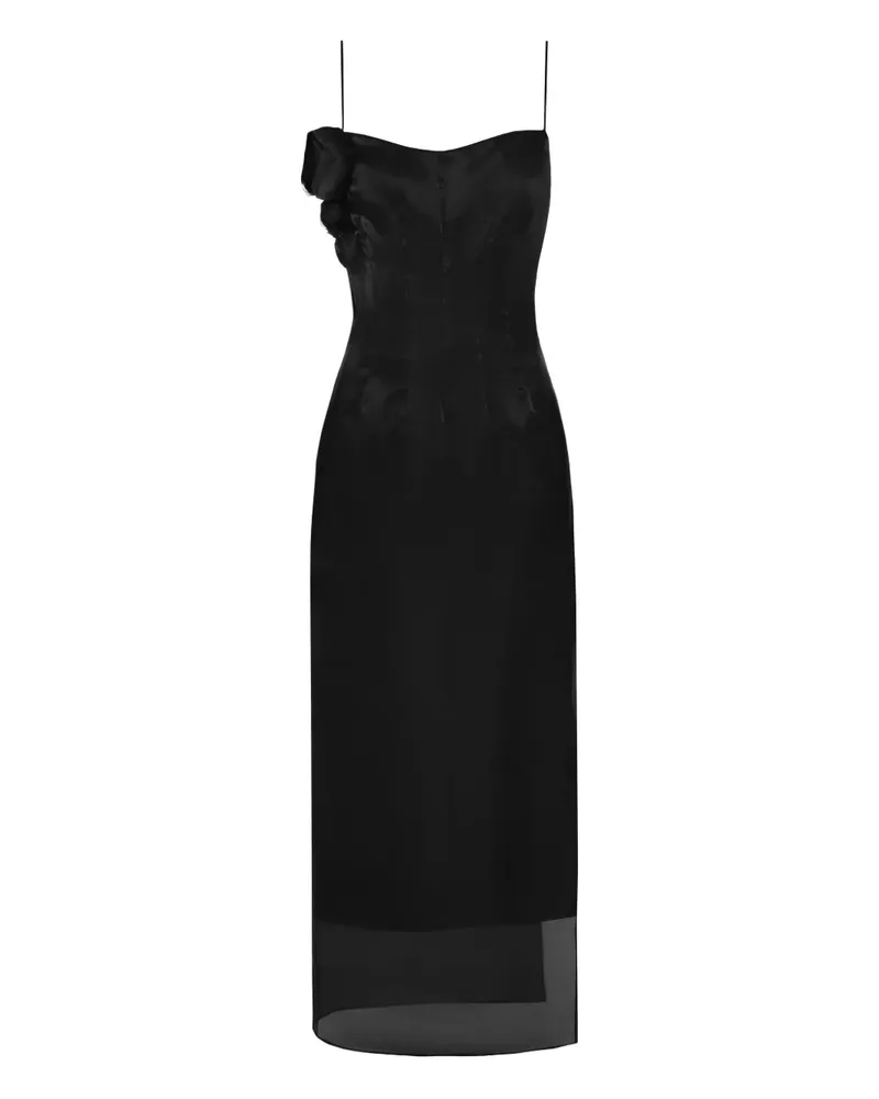 ANOUKI Organza-Kleid mit Blumenapplikation - Schwarz Schwarz