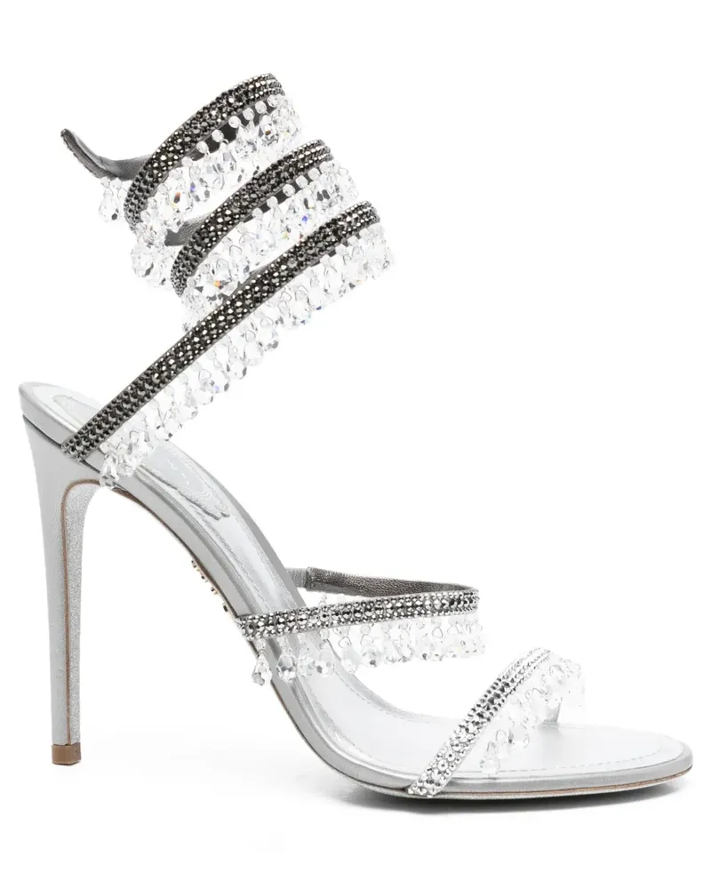 René Caovilla Sandalen im Spiraldesign mit Kristallen 105mm - Silber Silber