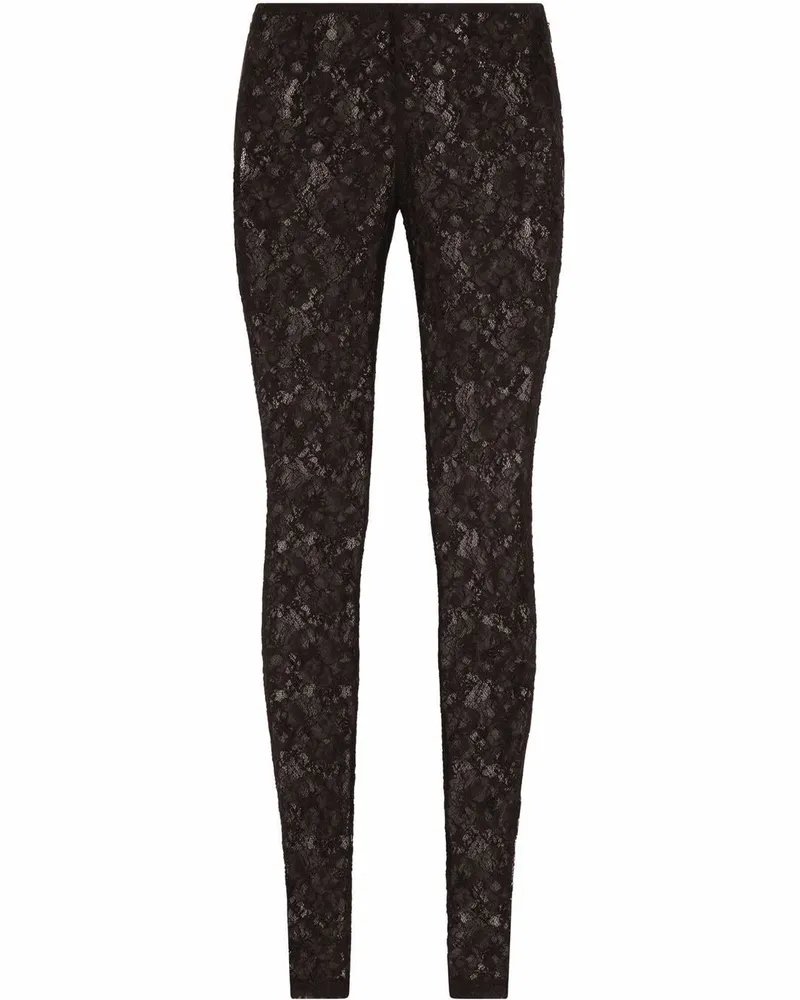 Dolce & Gabbana Schmale Leggings aus blumiger Spitze - Schwarz Schwarz