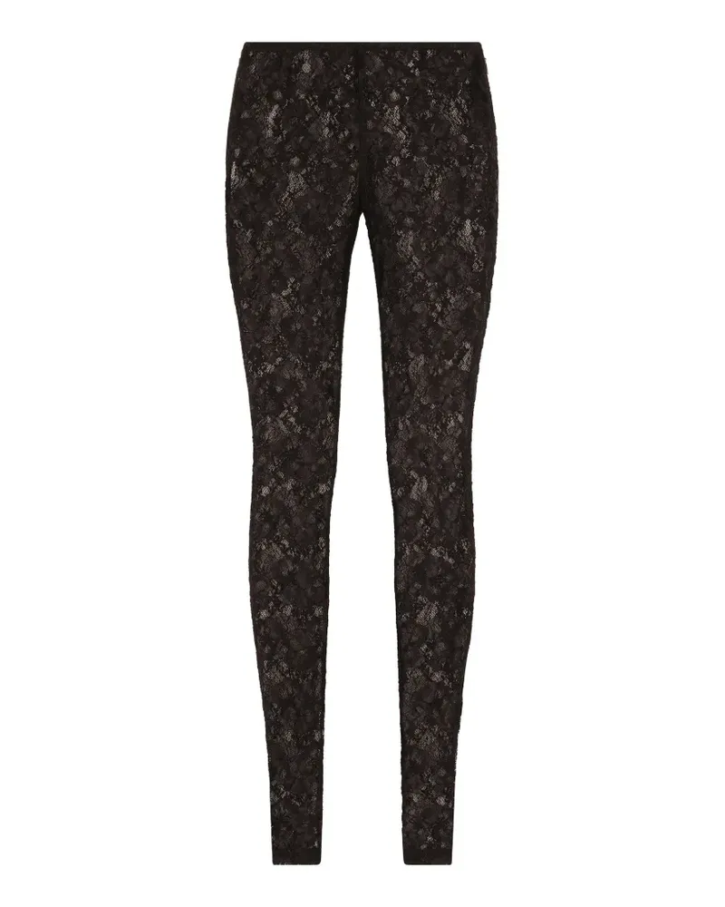 Dolce & Gabbana Schmale Leggings aus blumiger Spitze - Schwarz Schwarz