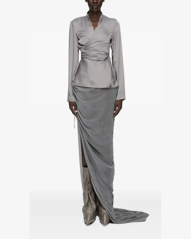 Rick Owens Laura LS Langarmshirt im Wickelstil - Grau Grau