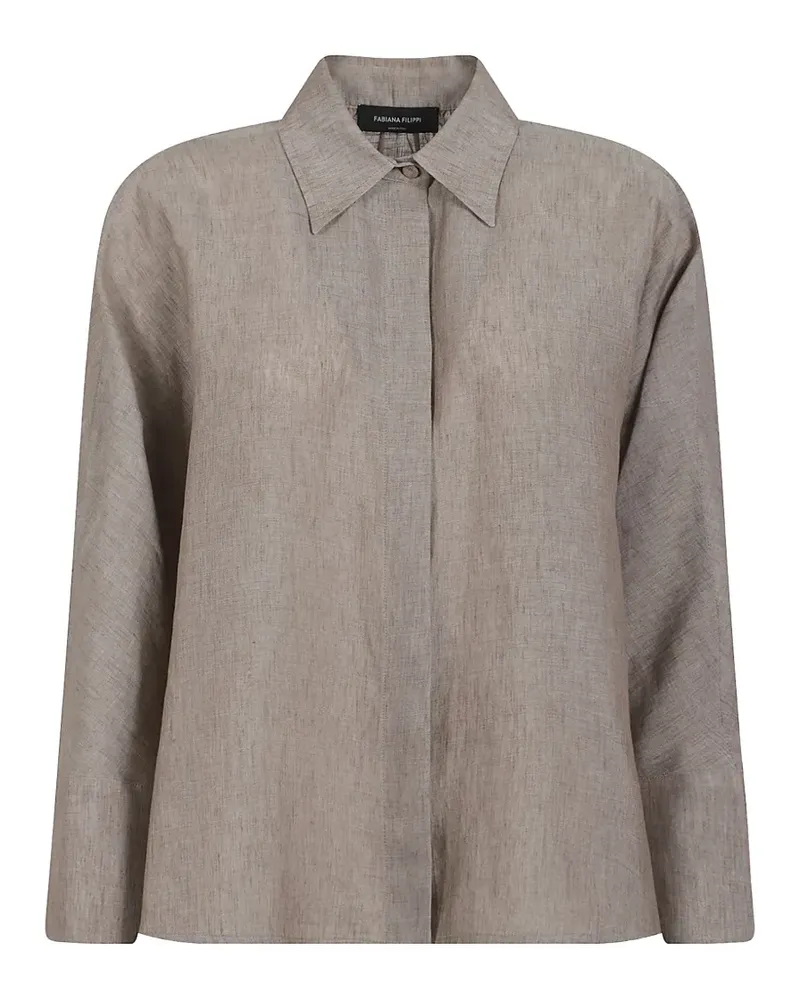 Fabiana Filippi sheer-panelled linen shirt - Nude Nude