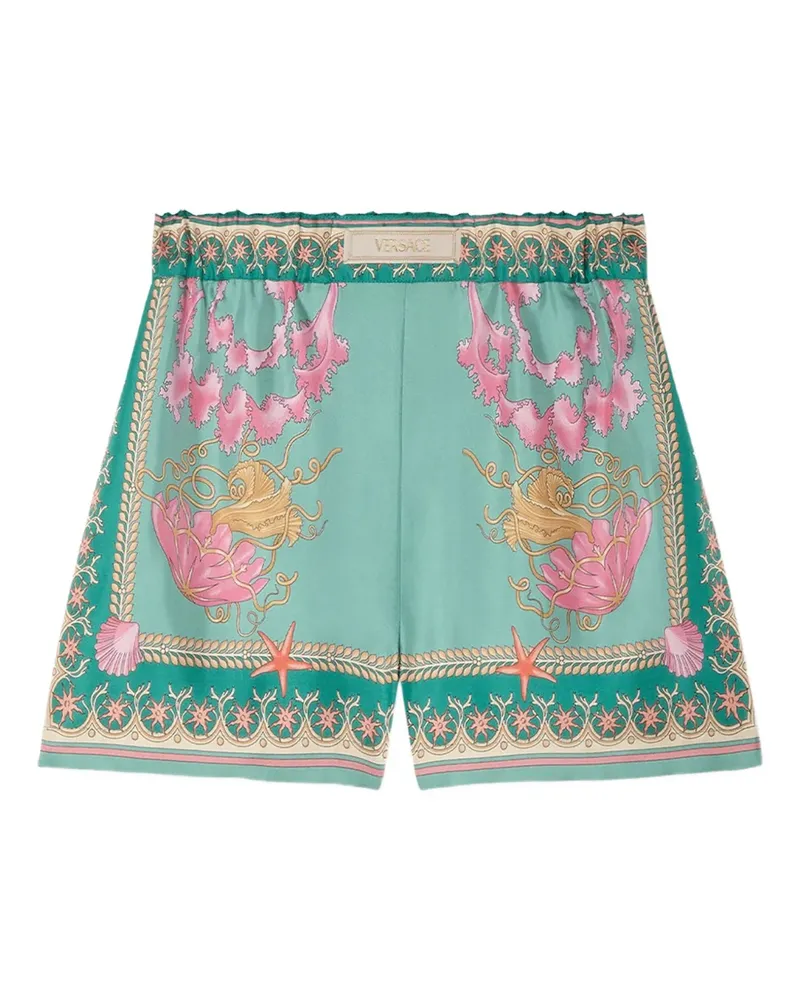 Versace Underwater Barocco Shorts aus Seide - Grün Grün