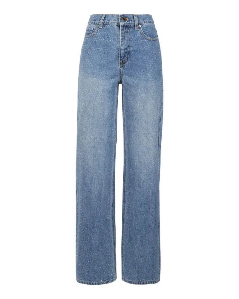 Self-Portrait Straight-Leg-Hose mit Strass - Blau Blau