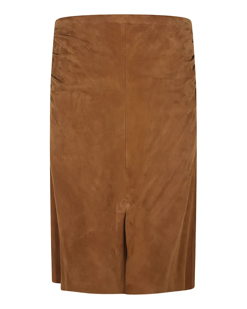 Stouls Ooma ruched suede skirt - Braun Braun
