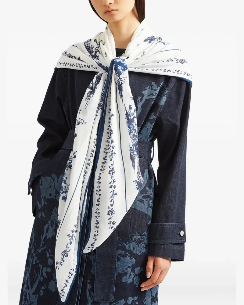 Erdem Schal mit Blumen-Print - Weiß Weiß