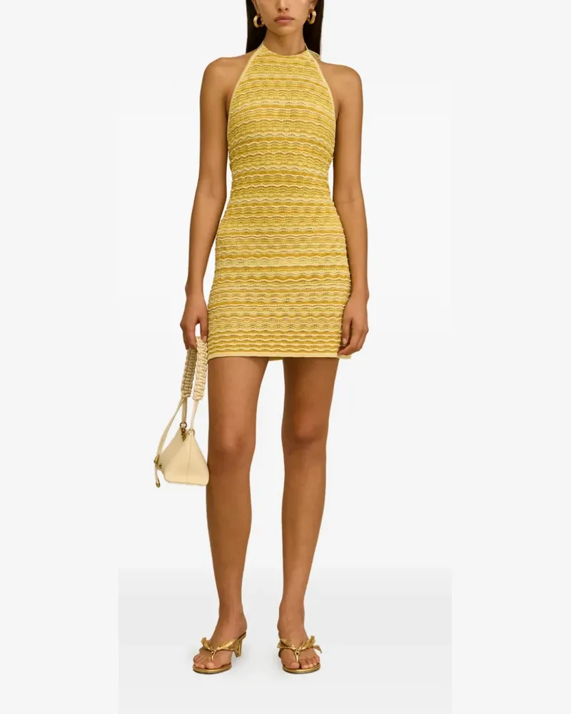Cult Gaia Erina pointelle-knit halterneck mini dress - Gelb Gelb