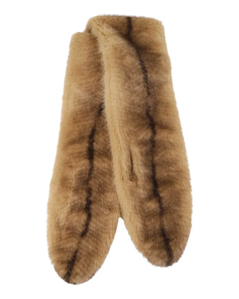Seventy Gestreifter Schal aus Faux Fur - Nude Nude