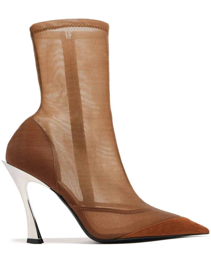 Thierry Mugler Fang Mesh-Stiefel 95mm - Braun Braun