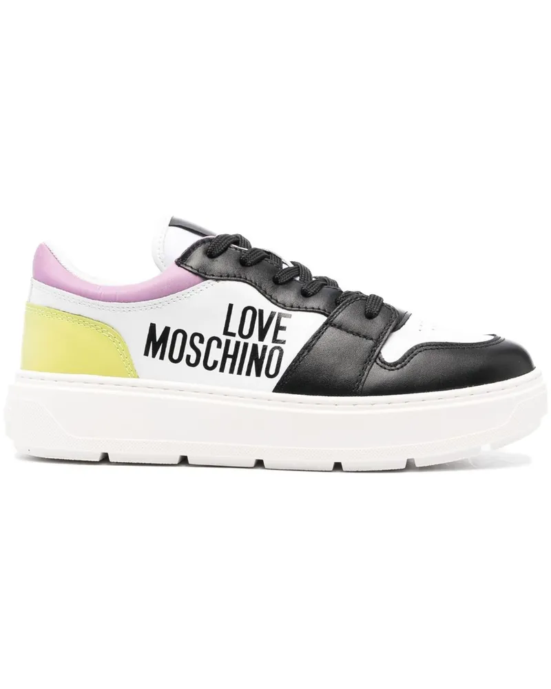 Moschino Sneakers in Colour-Block-Optik Weiß