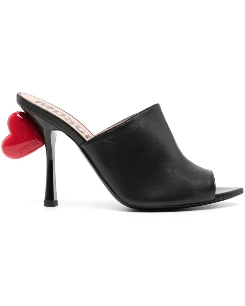 Moschino Mules mit Herzdetail 100mm - Schwarz Schwarz