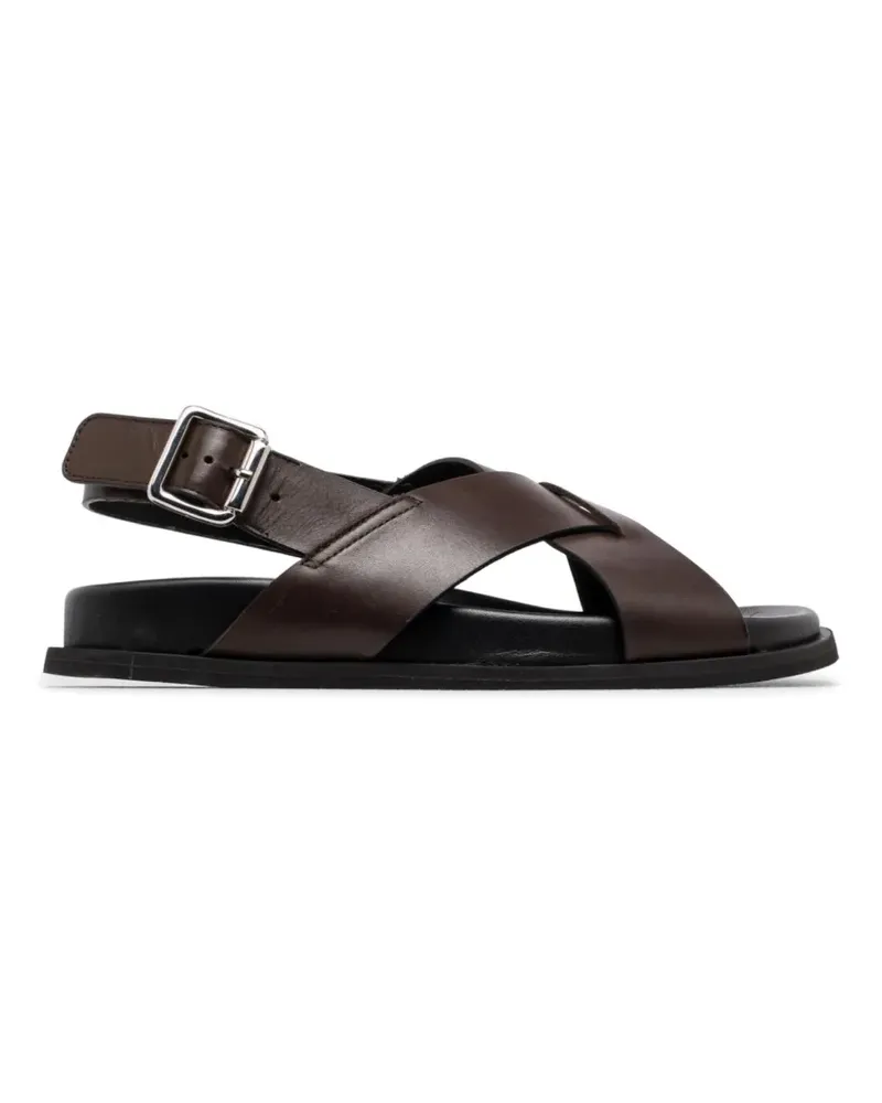 Guglielmo Rotta Twill Ranch buckle-fastening crossover-strap sandals - Braun Braun