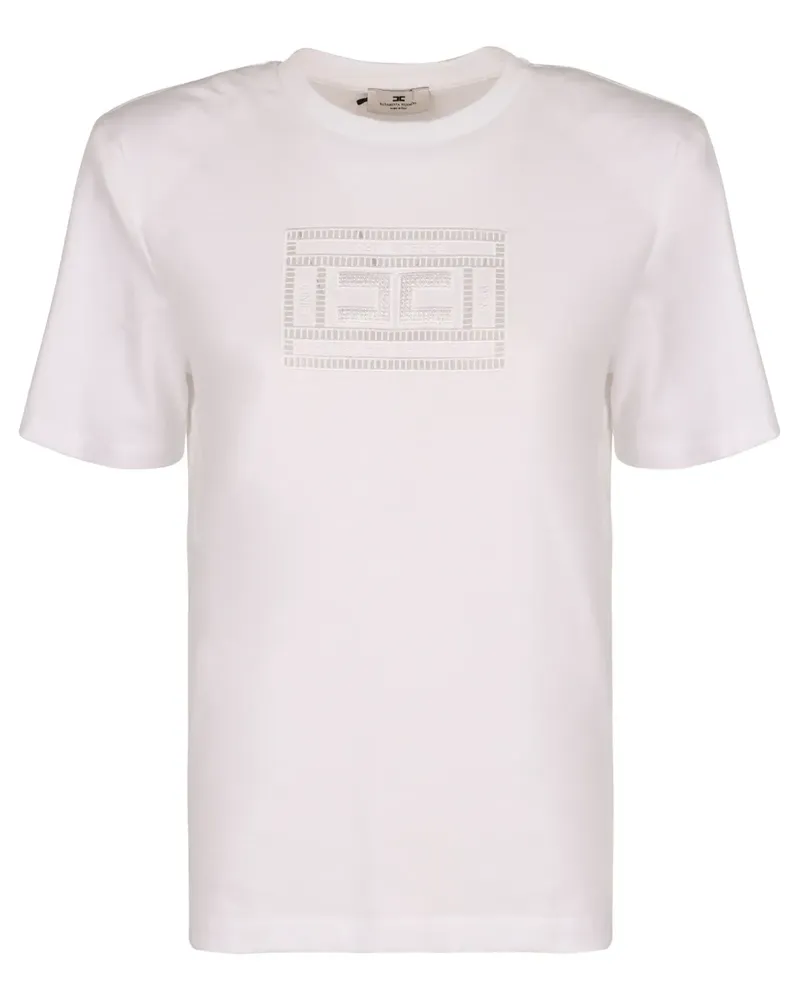Elisabetta Franchi T-Shirt mit Logo-Stickerei - Nude Nude