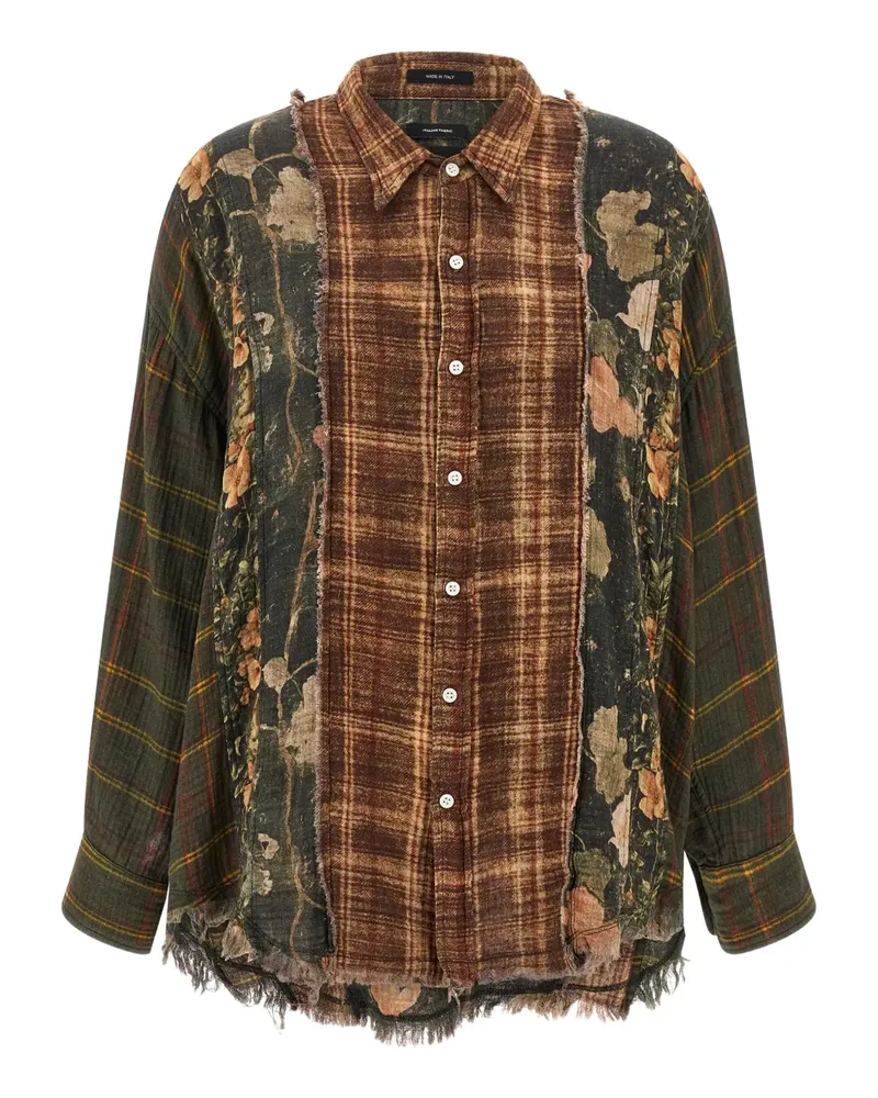 R13 checked frayed shirt - Braun Braun
