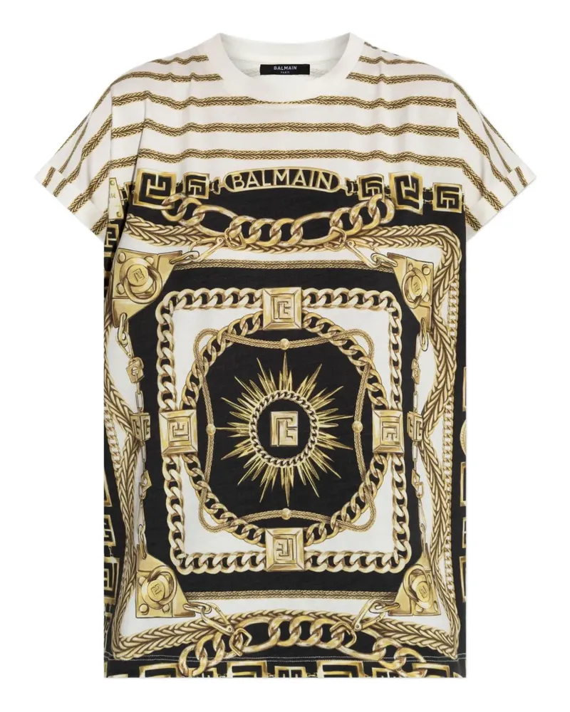 Balmain T-Shirt mit Barockmuster - Schwarz Schwarz