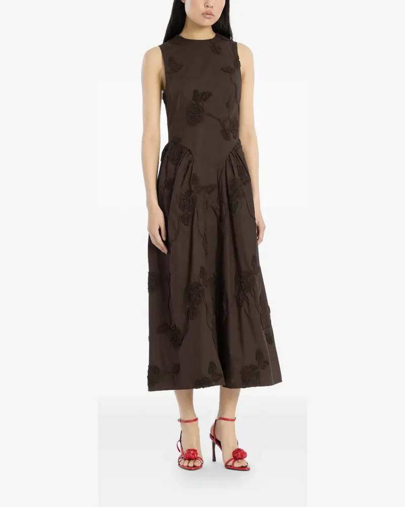 ROTATE Birger Christensen flower-detail midi dress - Braun Braun