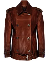 Zeynep Arcay Doppelreihige Leder-Bikerjacke Braun