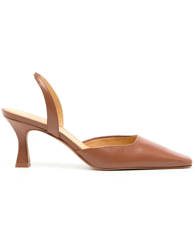 REJINA PYO Slingback-Pumps mit eckiger Kappe 65mm - Braun Braun