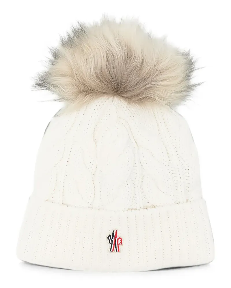 Moncler cable-knit pompom beanie hat - Braun Braun