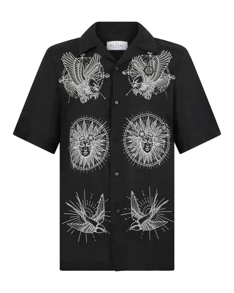 Philipp Plein tattoo embroidery bowling shirt - Schwarz Schwarz