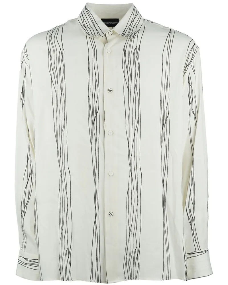 Emporio Armani Gestreiftes Hemd - Weiß Weiß